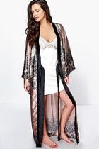 Boohoo Aimee Paisley Satin Maxi Kimono Night Robe