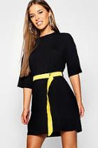 Boohoo Petite Belted T Shirt Dress