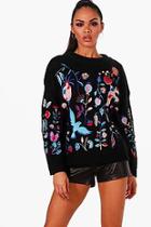 Boohoo Ellie Floral Embroidered Jumper