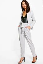 Boohoo Laura Belted Skinny Trouser Silver