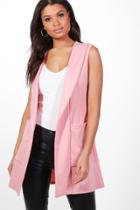 Boohoo Jennifer Shawl Collar Sleeveless Blazer Rose