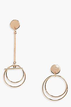 Boohoo Raquel Mismatch Circle And Loop Earrings
