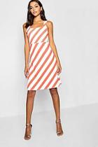 Boohoo Tall Chevron Stripe Midi Skater Dress