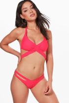 Boohoo Dubai Strappy Triangle Bikini Pink