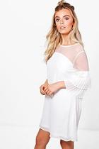 Boohoo Joanne Mesh Top Ruffle Sleeve Shift Dress