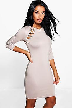 Boohoo Sandra Lattice Cut Out Bodycon Dress