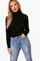 Boohoo Maria Roll Neck Cable Detail Cropped Jumper