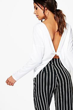 Boohoo Petite Knitted Knot Back Top