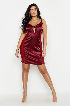 Boohoo Plus Lace And Satin Midi Dress