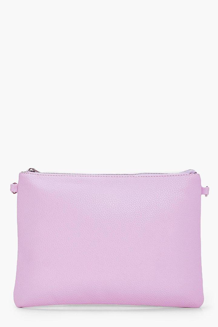 Boohoo Molly Zip Top Clutch Bag Lilac