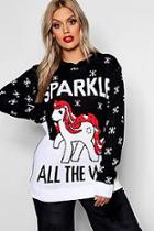 Boohoo Plus Sparkle All The Way Christmas Jumper