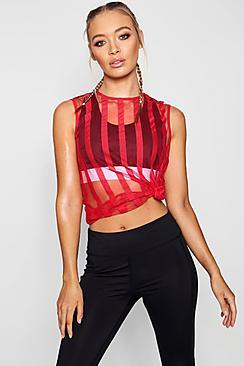Boohoo Anna Athleisure Mesh Stripe Vest Top