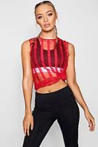 Boohoo Anna Athleisure Mesh Stripe Vest Top
