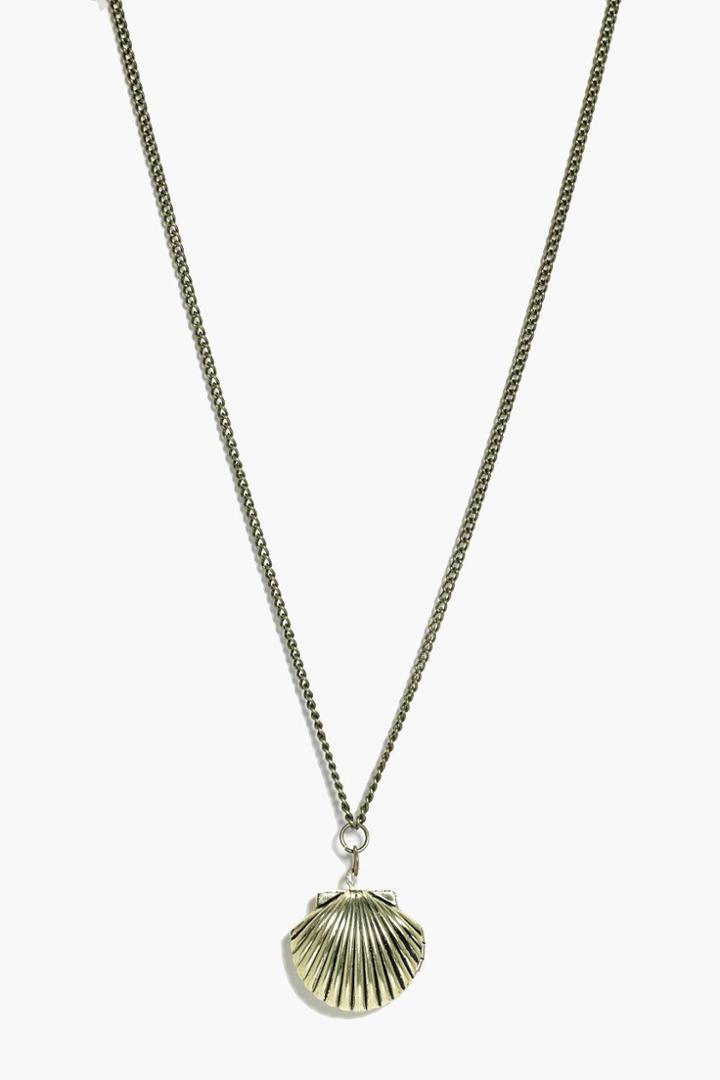 Boohoo Scarlett Shell Locket Mermaid Necklace Gold