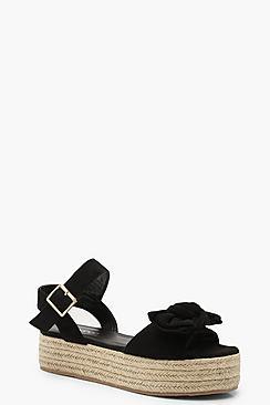 Boohoo Bow Trim Espadrille Flatforms