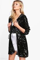 Boohoo Petite Claire Sequin Hooded Parka
