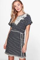 Boohoo Blake Crochet Detail Rope Belt T-shirt Dress