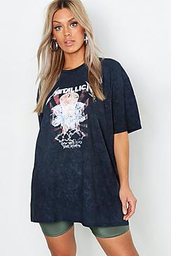 Boohoo Plus Metallica Washed T-shirt