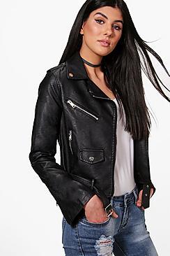 Boohoo Nadia Flared Sleeve Biker Jacket
