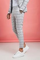 Boohoo Pastel Check Detail Skinny Cropped Trousers