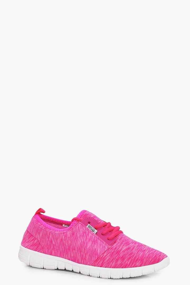 Boohoo Imogen Mixed Jersey Lace Up Trainers Pink