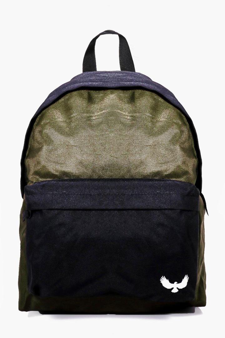 Boohoo Khaki Contrast Panel Canvas Backpack Khaki