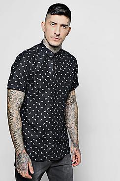 Boohoo Circle Print Short Sleeve Shirt
