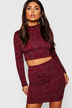 Boohoo Baroque Printed High Neck Top