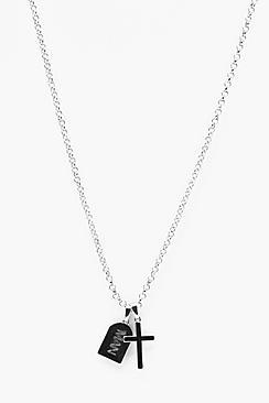 Boohoo Man Signature And Cross Necklace