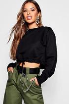 Boohoo Petite Draw Cord Detail Cropped Sweat Top
