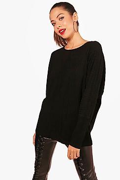 Boohoo Maddison Oversized Marl Knit Rib Top