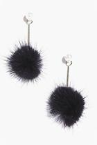 Boohoo Violet Faux Fur Pom Earrings