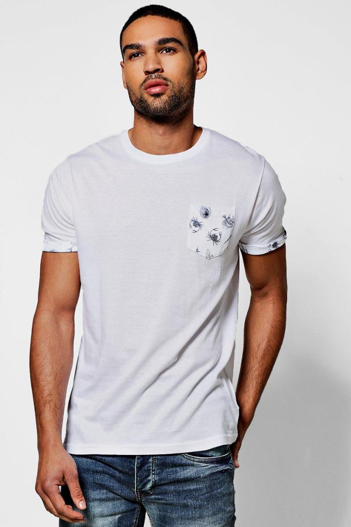 Boohoo Pocket Print T Shirt White