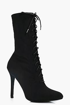 Boohoo Eliza Lace Up Stretch Shoe Boots