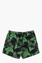 Boohoo Tropical Print Swim Shorts Green