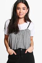Boohoo Scarlett Gingham Cami 2 In 1 T-shirt
