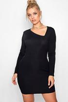 Boohoo Plus Olivia Square Angle Neck Bodycon Dress