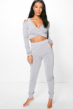 Boohoo Imogen Cut Out Wrap Crop Set