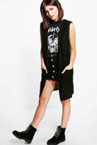 Boohoo Rachel Sleeveless Fluffy Cardigan Black