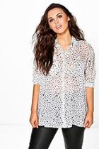 Boohoo Plus Elise Star Print Oversize Shirt