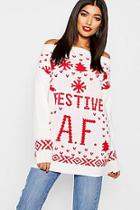 Boohoo Festive A.f. Christmas Sweater