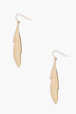Boohoo Molly Feather Drop Earrings