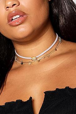 Boohoo Plus Cassie Star & Sun Choker Set