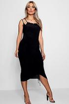 Boohoo Plus Nadine Triple Strap Ruched Midi Dress