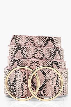 Boohoo Double Circle Faux Python Belt