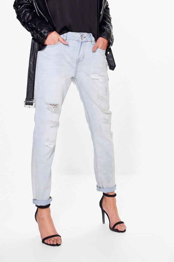 Boohoo Lucy Ripped Skinny Jeans Blue
