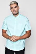 Boohoo Mint Short Sleeve Oxford Shirt