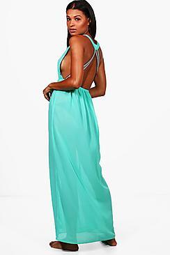Boohoo Embroidered Strappy Back Beach Dress