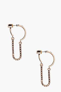 Boohoo Jade Chain Detail Hoop Earrings