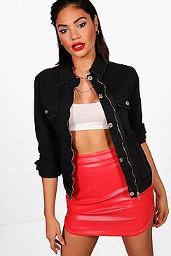 Boohoo June Zip Through Oversize Denim Jacket